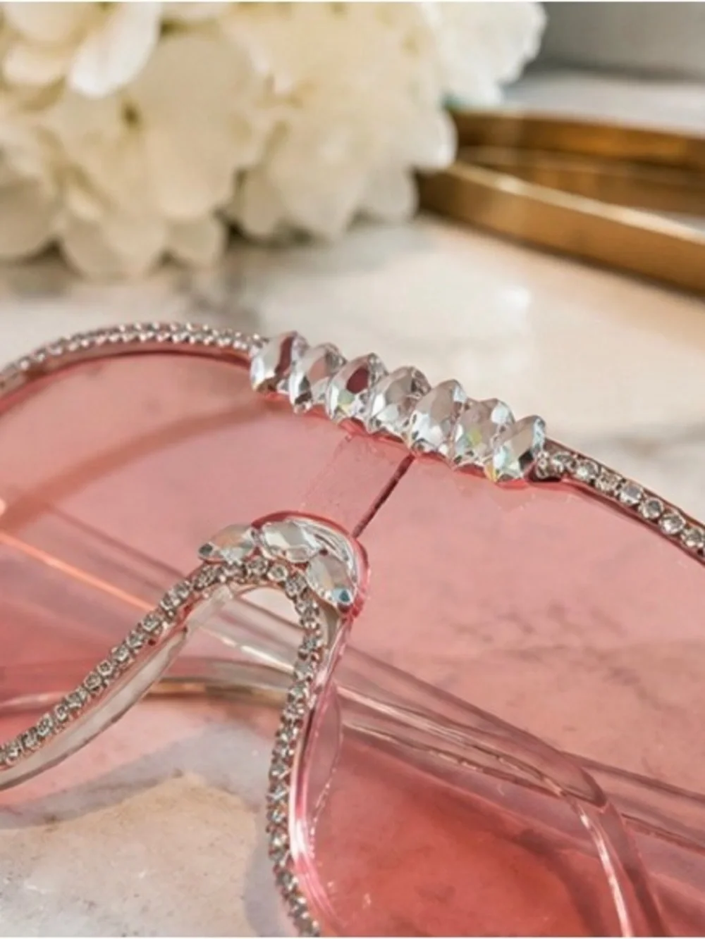 🩷 Rhinestone Sheild Sunglasses - Pink - super cute ✨ 💎 🩷